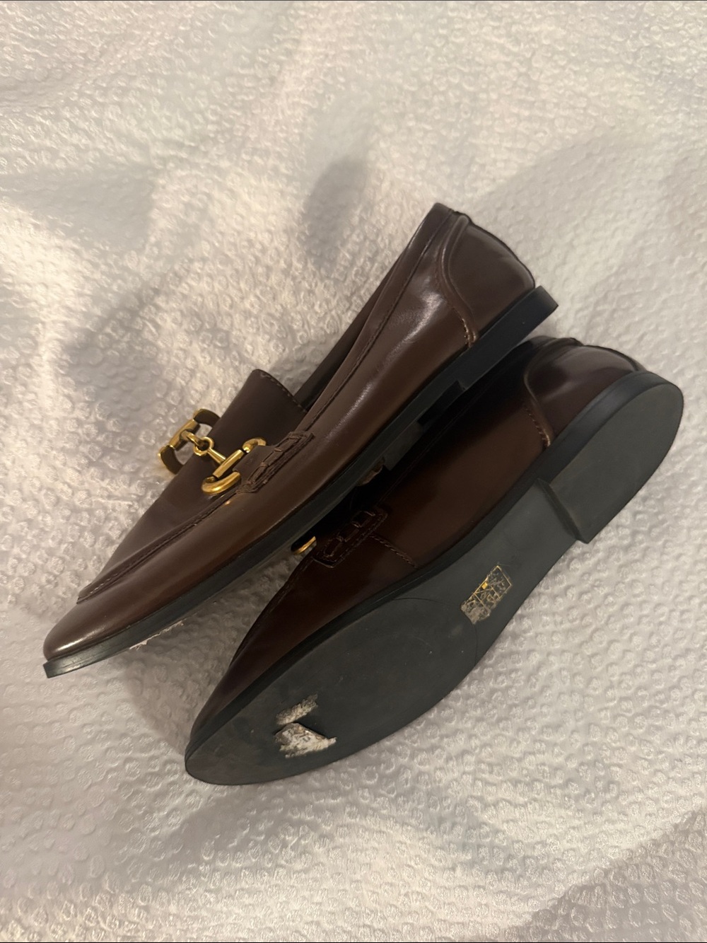 Jeffrey Campbell Brown Leather Loafers with Gold Horsebit Sz 6.5 - Picture 7 of 12
